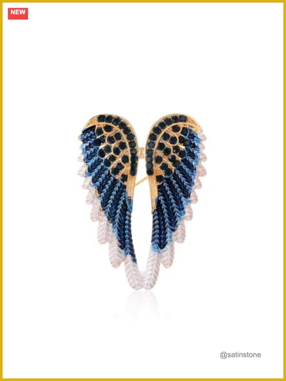 Angel Wing Lapel Brooch Pin Gold Tone Alloy CZ Crystal Unisex Fashion Jewelry